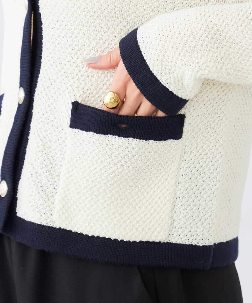 K2CED01069 a.v.v(アー・ヴェ・ヴェ) メタルボタンカノコニットジャケット ライトイエロー