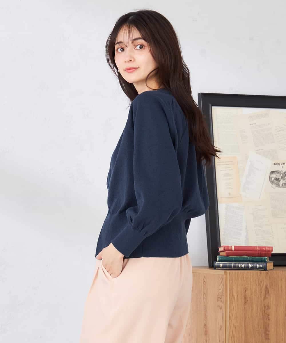 K2CED03059 a.v.v(アー・ヴェ・ヴェ) バックギャザーニットブルゾン ネイビー