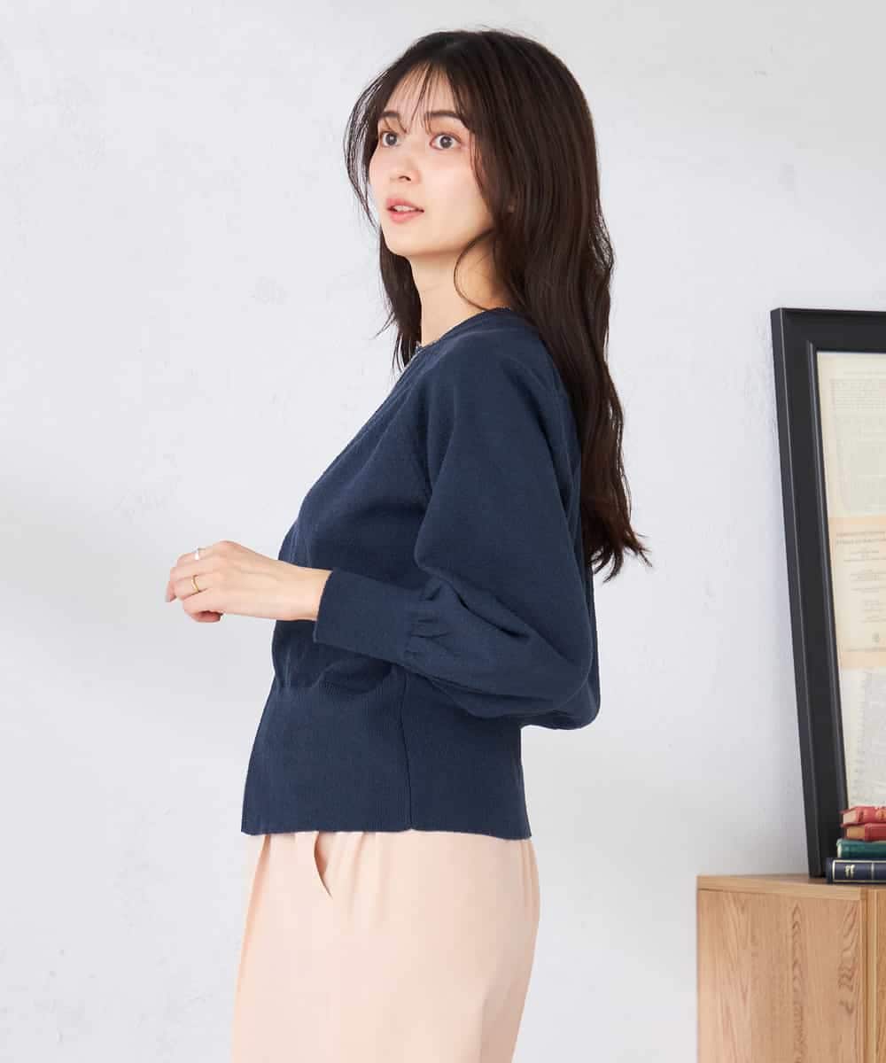 K2CED03059 a.v.v(アー・ヴェ・ヴェ) バックギャザーニットブルゾン ネイビー