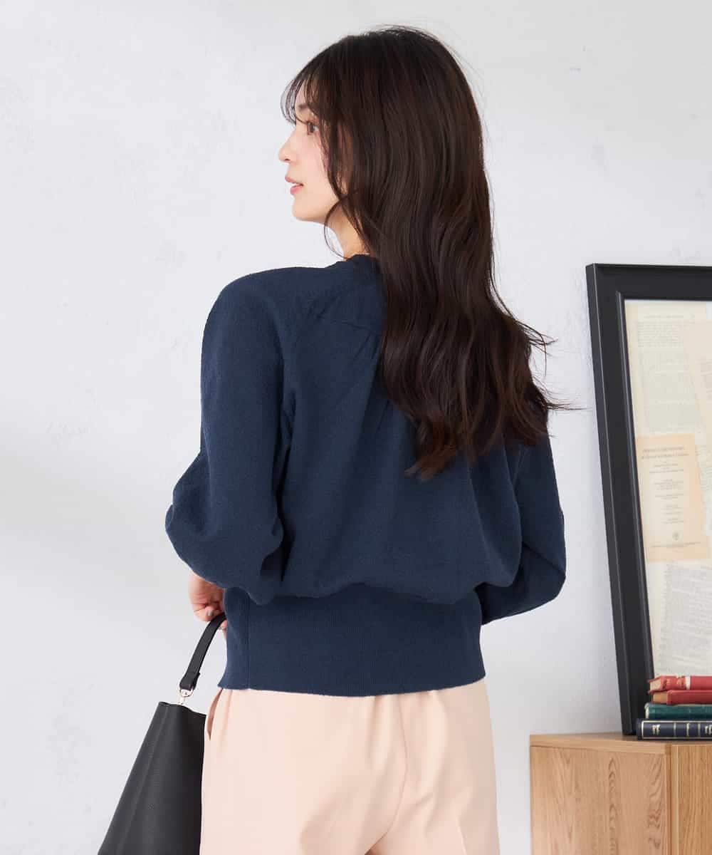 K2CED03059 a.v.v(アー・ヴェ・ヴェ) バックギャザーニットブルゾン ネイビー