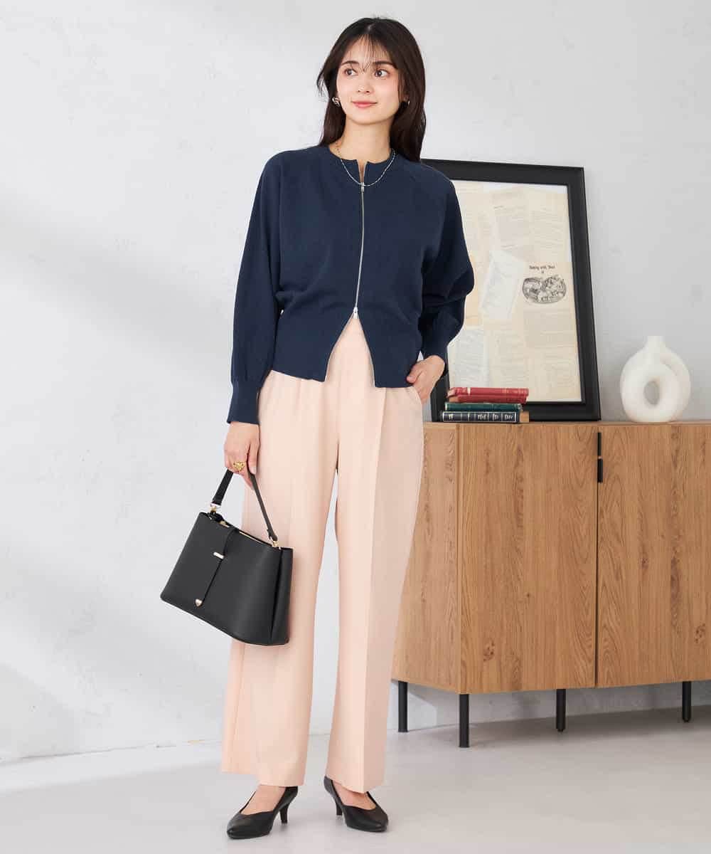 K2CED03059 a.v.v(アー・ヴェ・ヴェ) バックギャザーニットブルゾン ネイビー