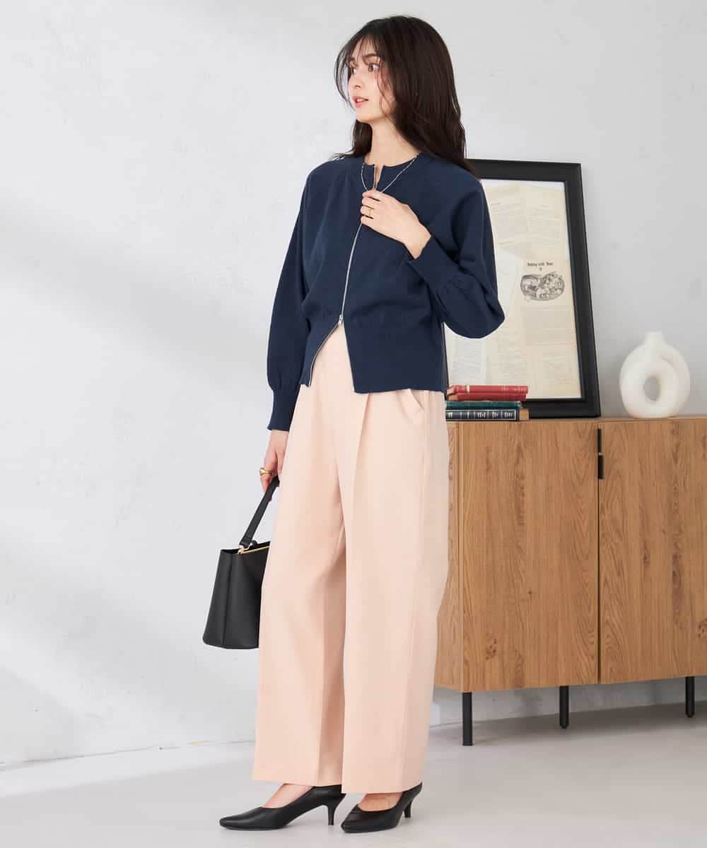 K2CED03059 a.v.v(アー・ヴェ・ヴェ) バックギャザーニットブルゾン ネイビー