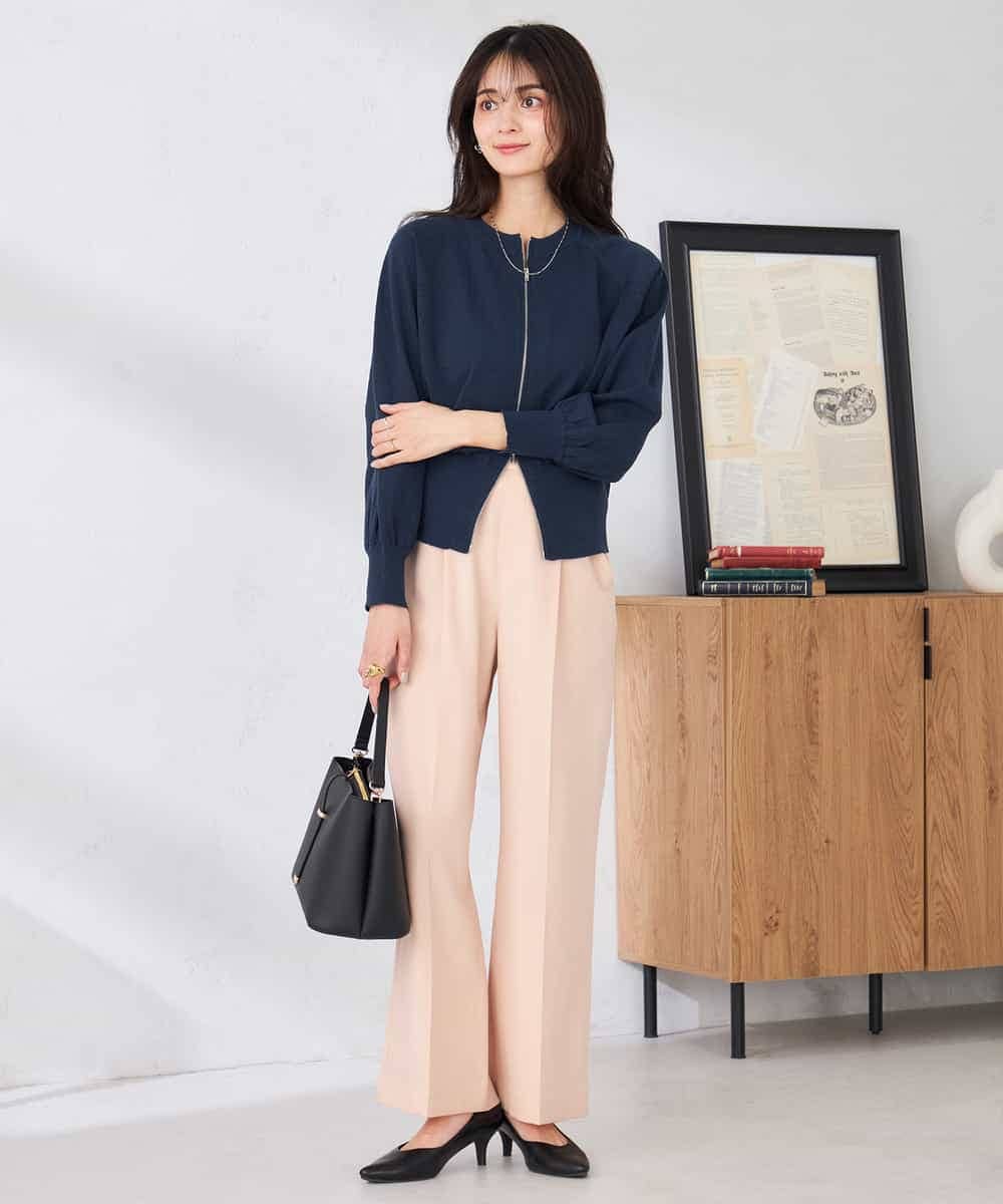 K2CED03059 a.v.v(アー・ヴェ・ヴェ) バックギャザーニットブルゾン ネイビー