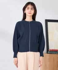 K2CED03059 a.v.v(アー・ヴェ・ヴェ) バックギャザーニットブルゾン ネイビー