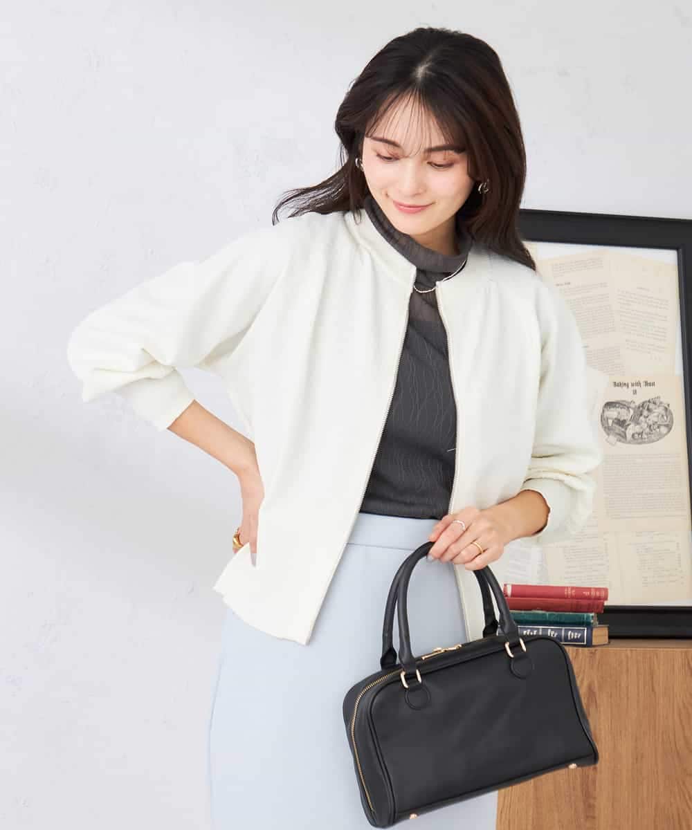 K2CED03059 a.v.v(アー・ヴェ・ヴェ) バックギャザーニットブルゾン ネイビー