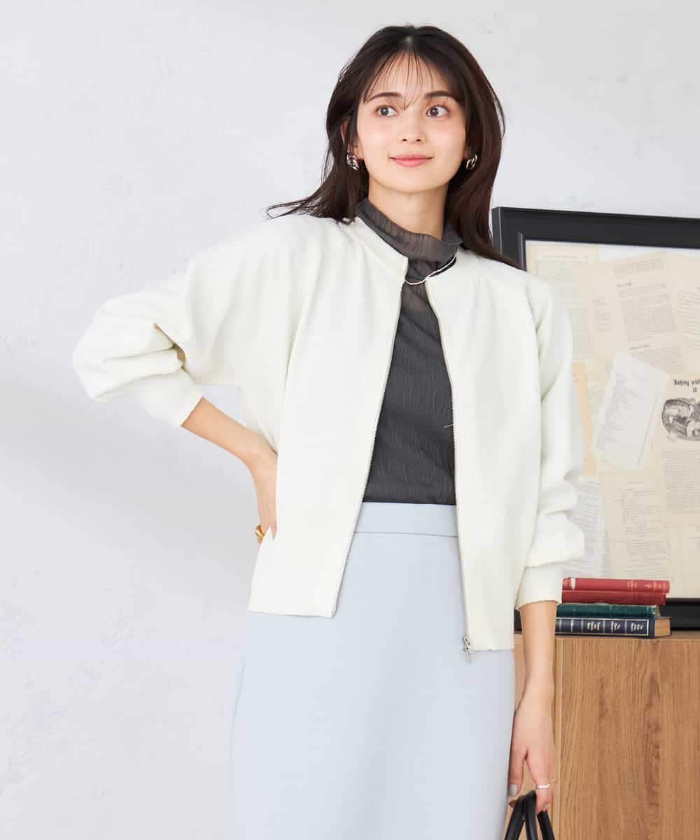 K2CED03059 a.v.v(アー・ヴェ・ヴェ) バックギャザーニットブルゾン ネイビー