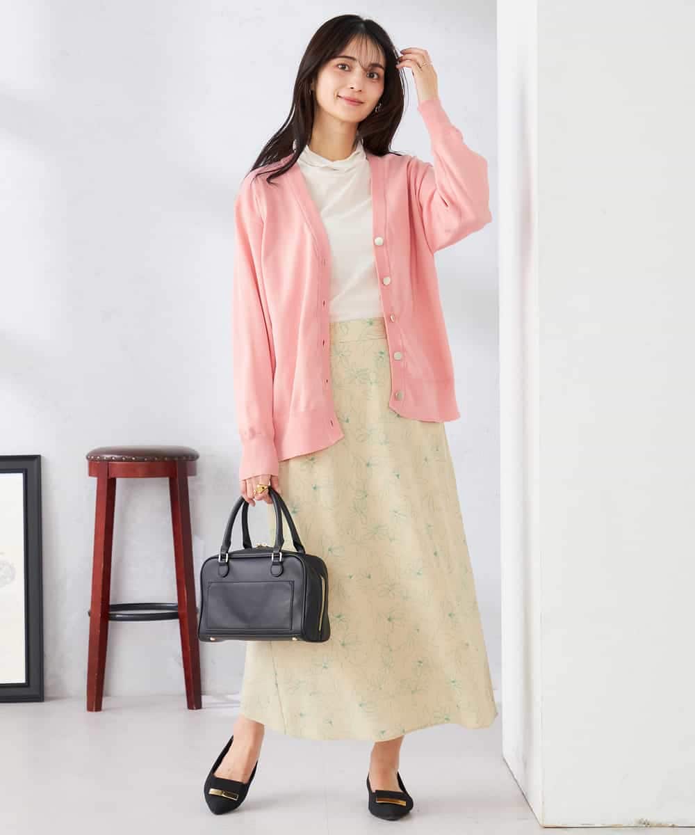 K2CED05049 a.v.v(アー・ヴェ・ヴェ) スウェットライクVネックカーディガン ピンク