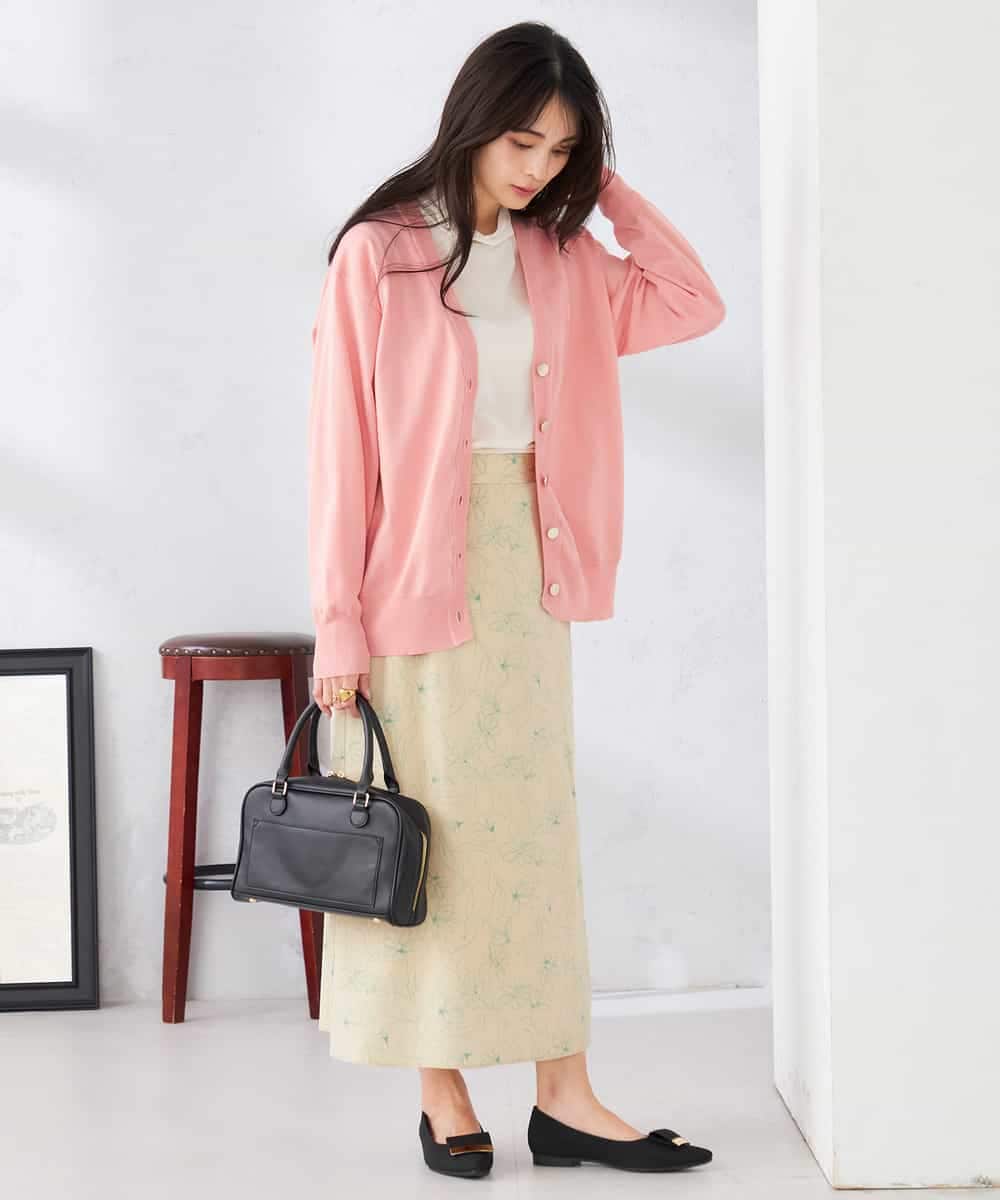 K2CED05049 a.v.v(アー・ヴェ・ヴェ) スウェットライクVネックカーディガン ピンク