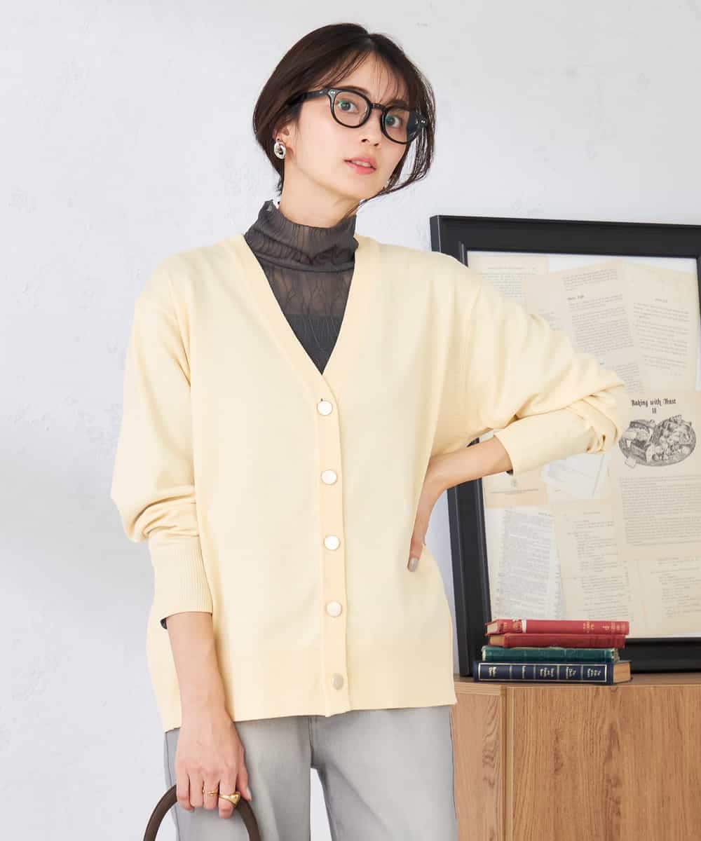 K2CED05049 a.v.v(アー・ヴェ・ヴェ) スウェットライクVネックカーディガン ピンク