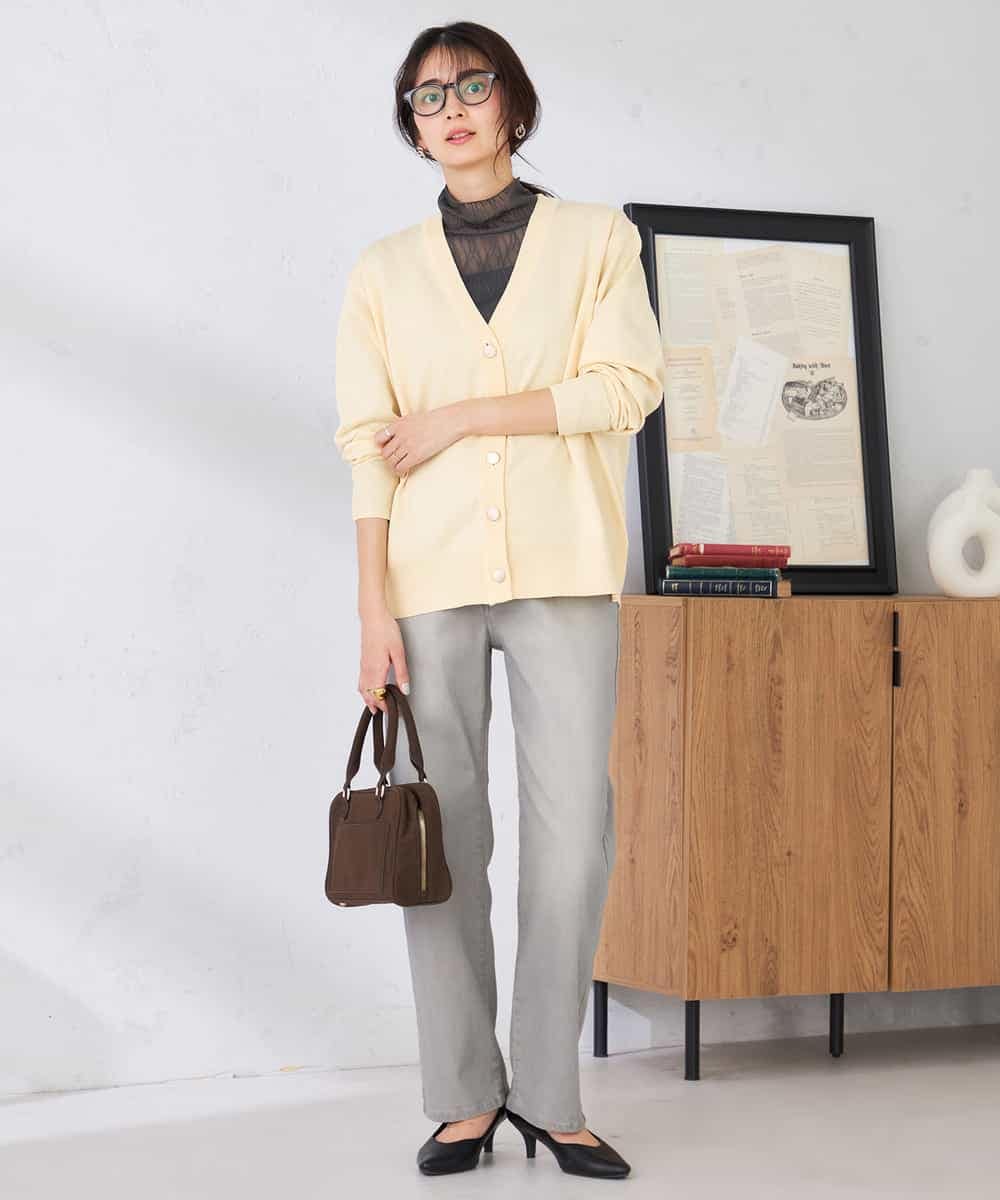 K2CED05049 a.v.v(アー・ヴェ・ヴェ) スウェットライクVネックカーディガン ピンク