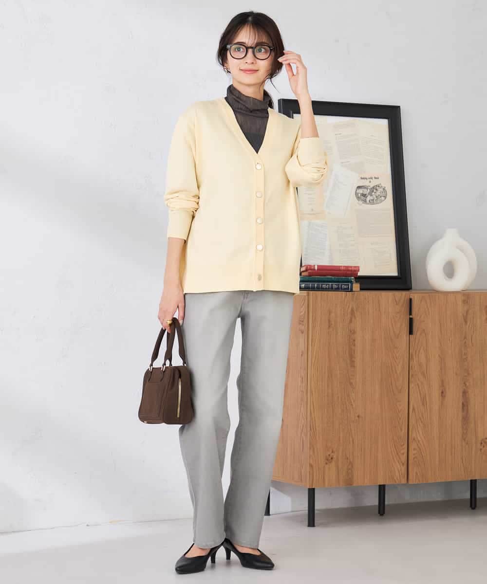 K2CED05049 a.v.v(アー・ヴェ・ヴェ) スウェットライクVネックカーディガン ピンク