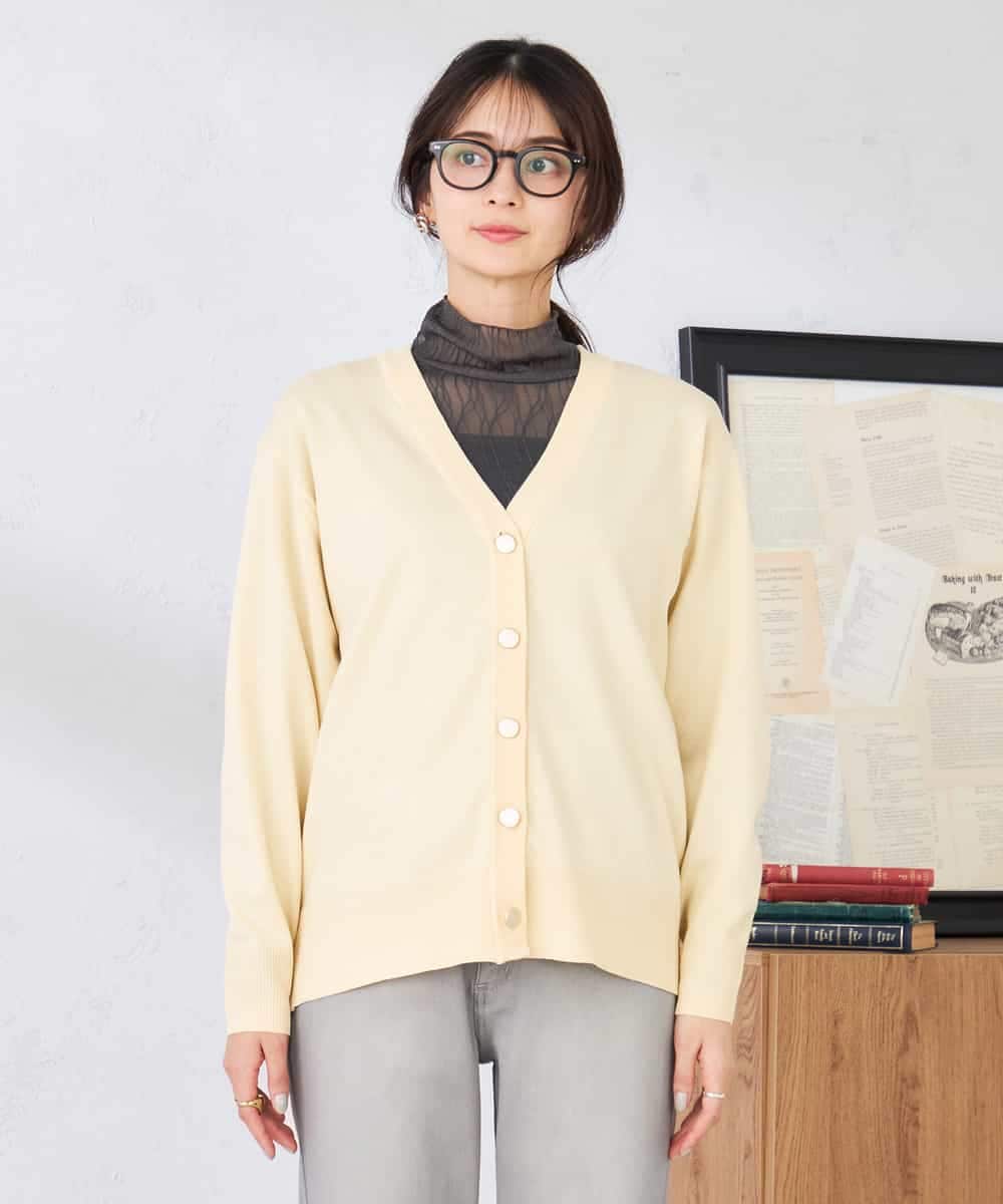 K2CED05049 a.v.v(アー・ヴェ・ヴェ) スウェットライクVネックカーディガン ピンク