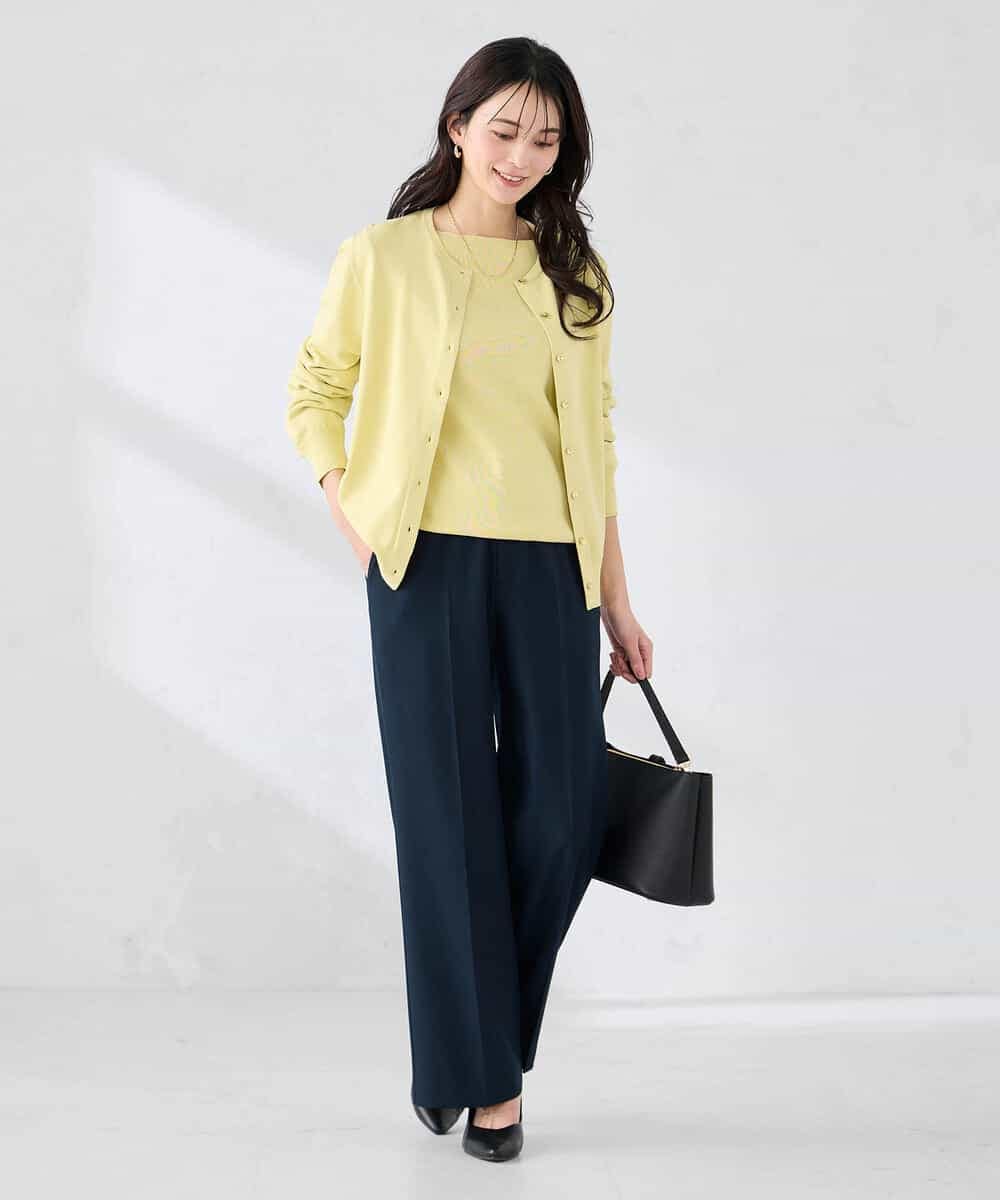 K2CED10049 a.v.v(アー・ヴェ・ヴェ) 【洗える/UVカット】クルーネックカーディガン ライトイエロー