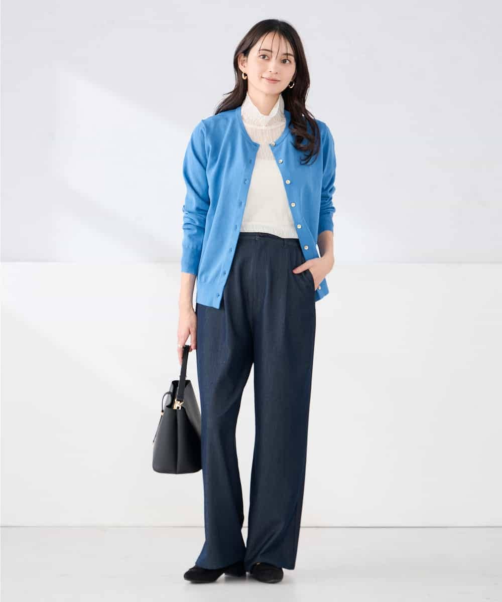 K2CED10049 a.v.v(アー・ヴェ・ヴェ) 【洗える/UVカット】クルーネックカーディガン ライトイエロー