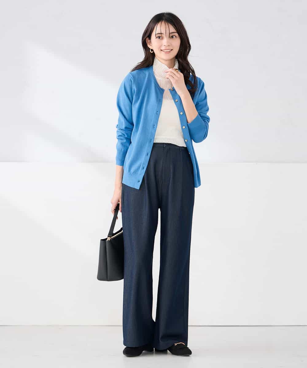 K2CED10049 a.v.v(アー・ヴェ・ヴェ) 【洗える/UVカット】クルーネックカーディガン ライトイエロー