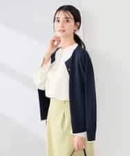 K2CED10049 a.v.v(アー・ヴェ・ヴェ) 【洗える/UVカット】クルーネックカーディガン ライトイエロー