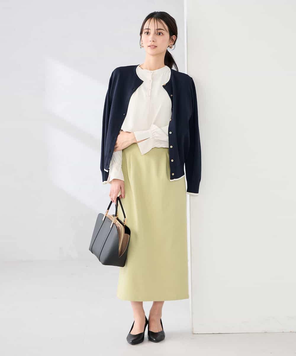 K2CED10049 a.v.v(アー・ヴェ・ヴェ) 【洗える/UVカット】クルーネックカーディガン ライトイエロー