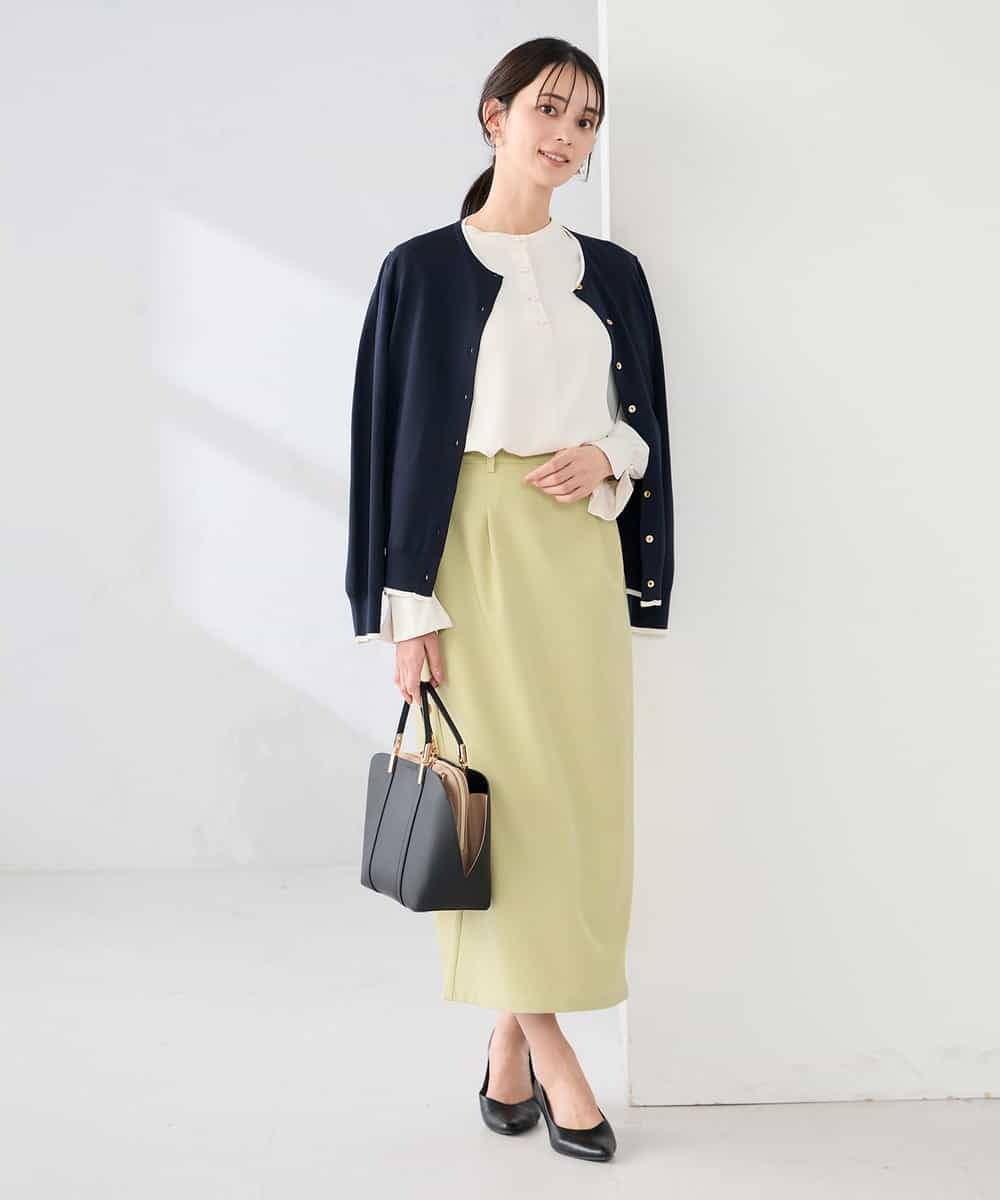 K2CED10049 a.v.v(アー・ヴェ・ヴェ) 【洗える/UVカット】クルーネックカーディガン ライトイエロー