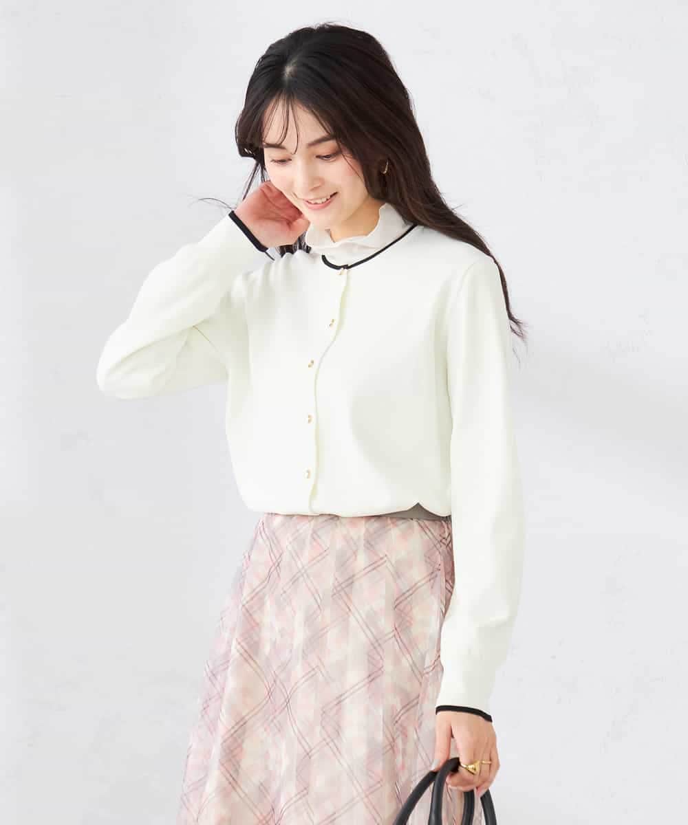 K2CED10049 a.v.v(アー・ヴェ・ヴェ) 【洗える/UVカット】クルーネックカーディガン ライトイエロー