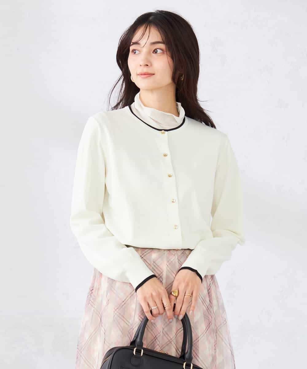 K2CED10049 a.v.v(アー・ヴェ・ヴェ) 【洗える/UVカット】クルーネックカーディガン ライトイエロー