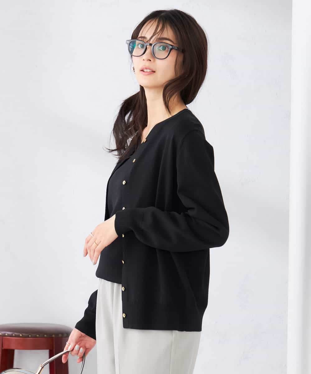 K2CED10049 a.v.v(アー・ヴェ・ヴェ) 【洗える/UVカット】クルーネックカーディガン ライトイエロー