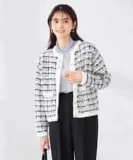 K2CED17079 a.v.v(アー・ヴェ・ヴェ) ファンシーツイードカーディガン ツィードチェック