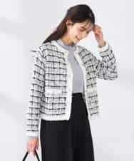 K2CED17079 a.v.v(アー・ヴェ・ヴェ) ファンシーツイードカーディガン ツィードチェック