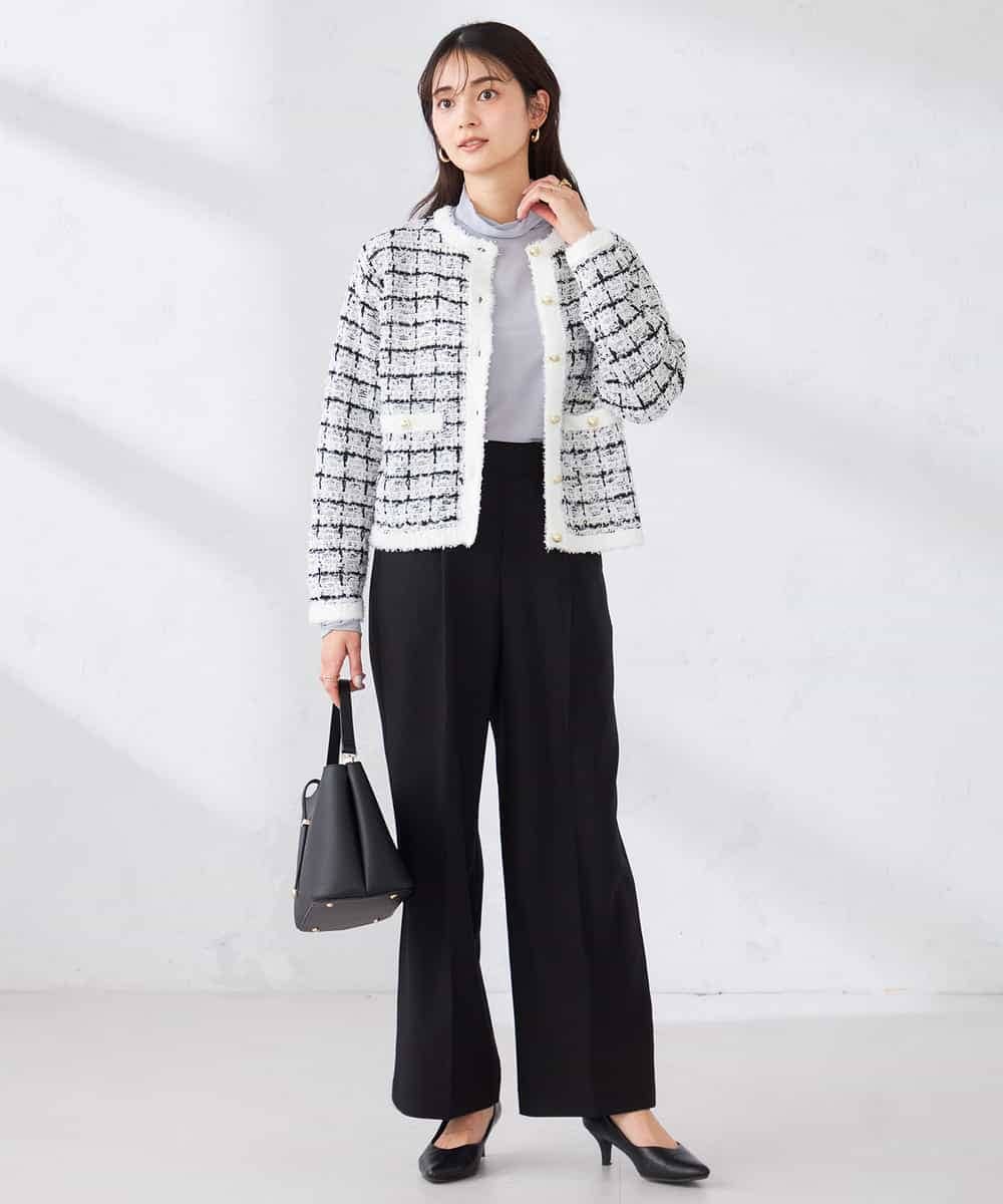 K2CED17079 a.v.v(アー・ヴェ・ヴェ) ファンシーツイードカーディガン ツィードチェック