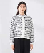 K2CED17079 a.v.v(アー・ヴェ・ヴェ) ファンシーツイードカーディガン ツィードチェック