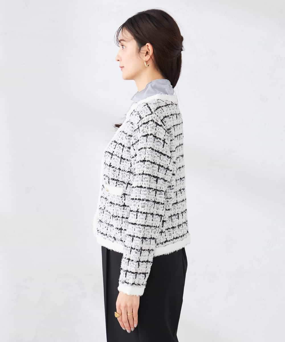 K2CED17079 a.v.v(アー・ヴェ・ヴェ) ファンシーツイードカーディガン ツィードチェック