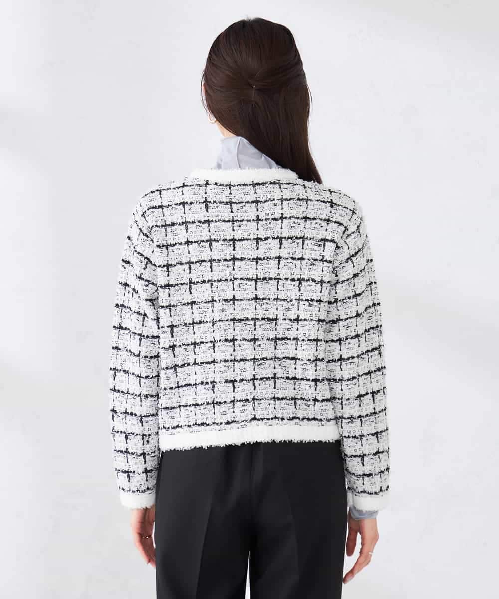 K2CED17079 a.v.v(アー・ヴェ・ヴェ) ファンシーツイードカーディガン ツィードチェック