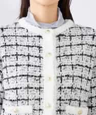 K2CED17079 a.v.v(アー・ヴェ・ヴェ) ファンシーツイードカーディガン ツィードチェック