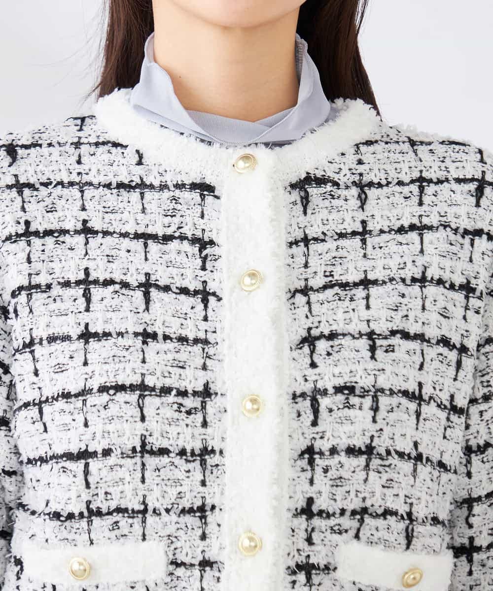 K2CED17079 a.v.v(アー・ヴェ・ヴェ) ファンシーツイードカーディガン ツィードチェック