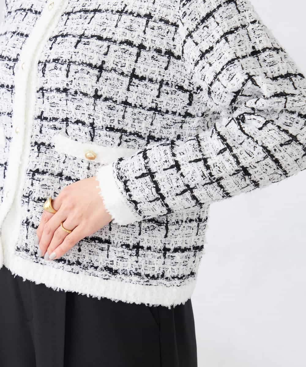 K2CED17079 a.v.v(アー・ヴェ・ヴェ) ファンシーツイードカーディガン ツィードチェック