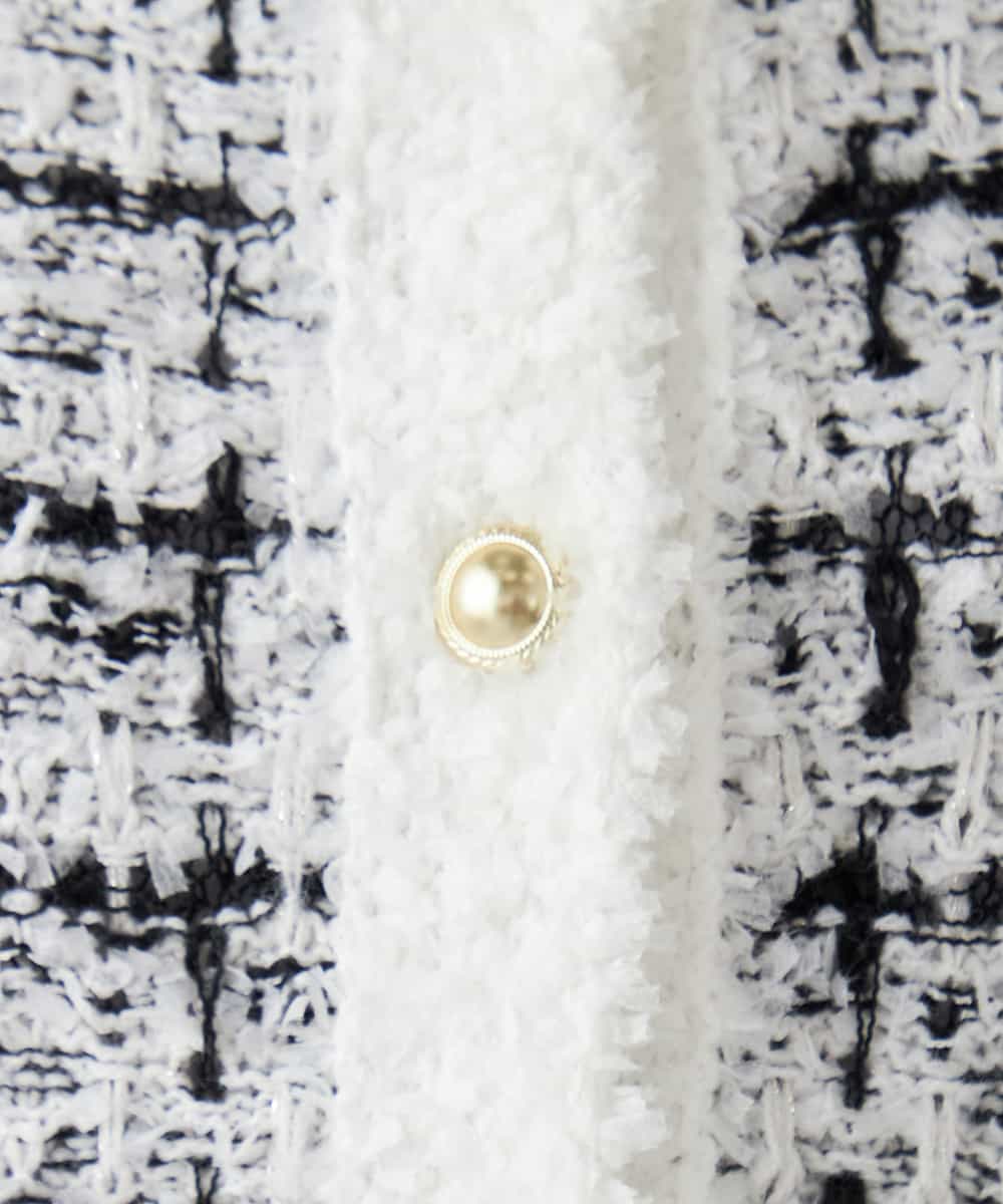 K2CED17079 a.v.v(アー・ヴェ・ヴェ) ファンシーツイードカーディガン ツィードチェック