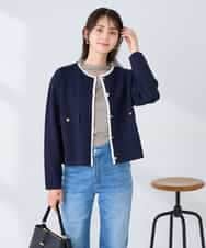 K2CFD02059 a.v.v(アー・ヴェ・ヴェ) メタルボタンポケットニットジャケット ネイビー