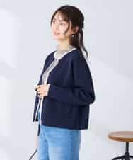 K2CFD02059 a.v.v(アー・ヴェ・ヴェ) メタルボタンポケットニットジャケット ネイビー