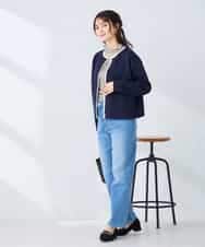 K2CFD02059 a.v.v(アー・ヴェ・ヴェ) メタルボタンポケットニットジャケット ネイビー