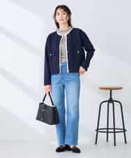 K2CFD02059 a.v.v(アー・ヴェ・ヴェ) メタルボタンポケットニットジャケット ネイビー