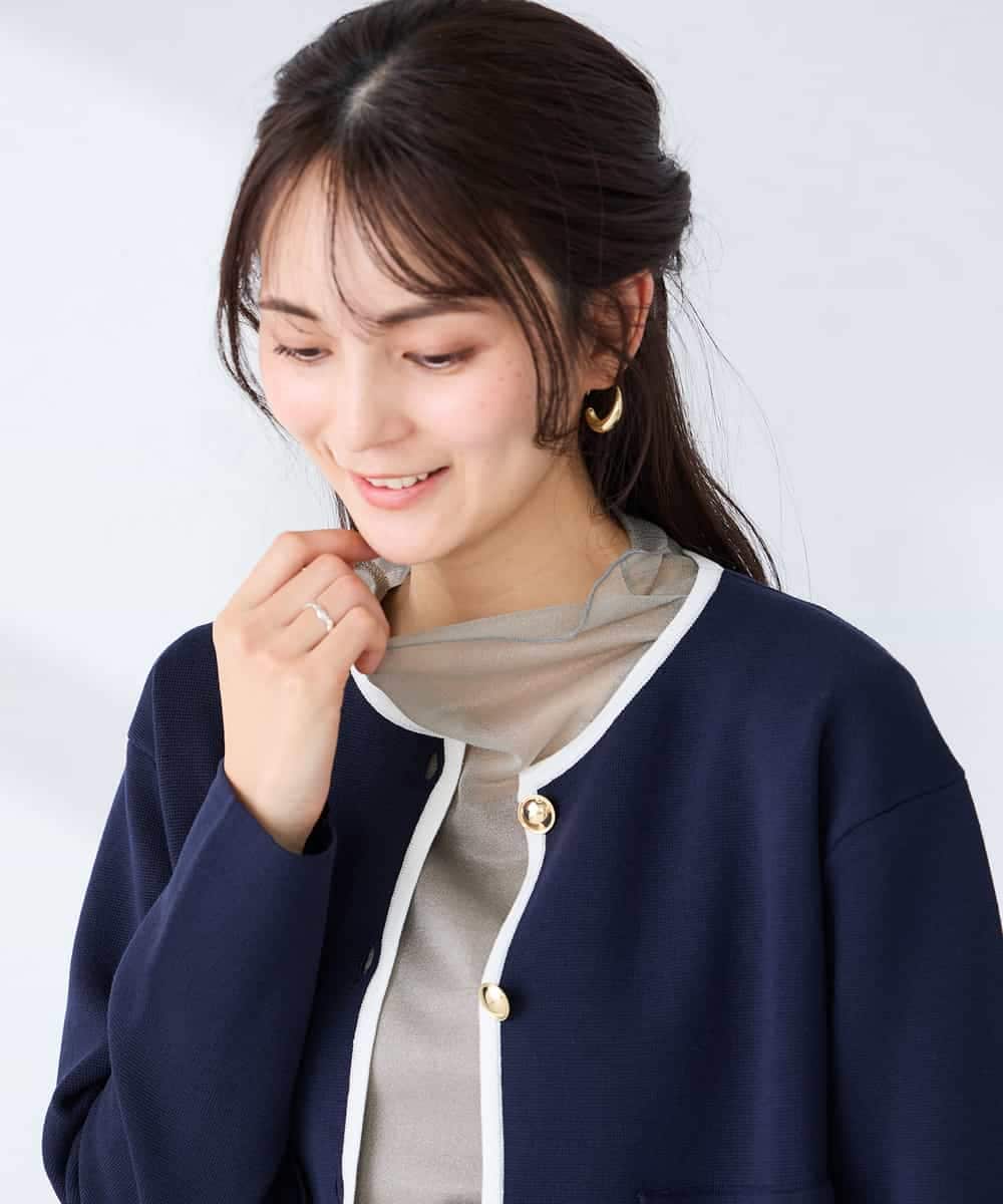 K2CFD02059 a.v.v(アー・ヴェ・ヴェ) メタルボタンポケットニットジャケット ネイビー