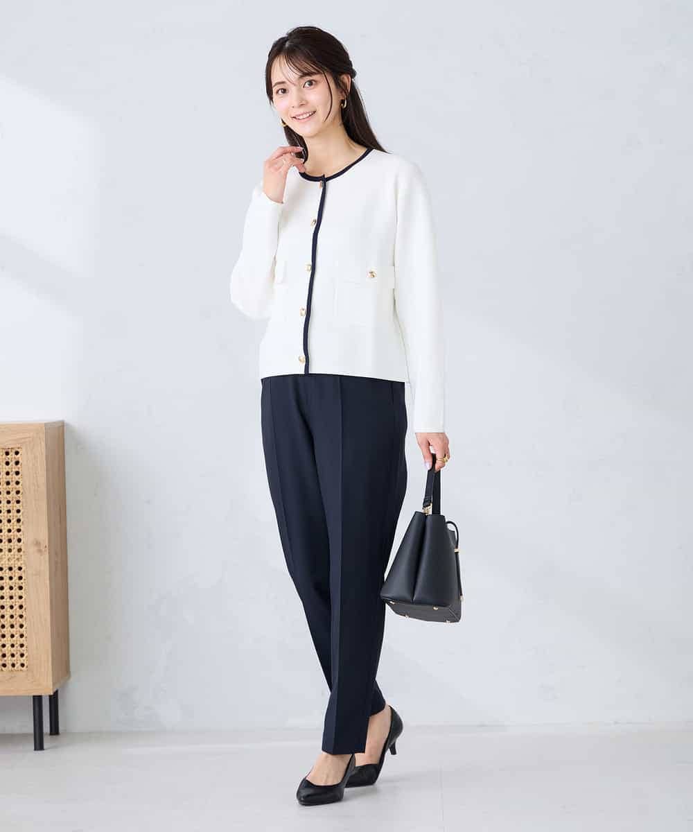 K2CFD02059 a.v.v(アー・ヴェ・ヴェ) メタルボタンポケットニットジャケット ネイビー