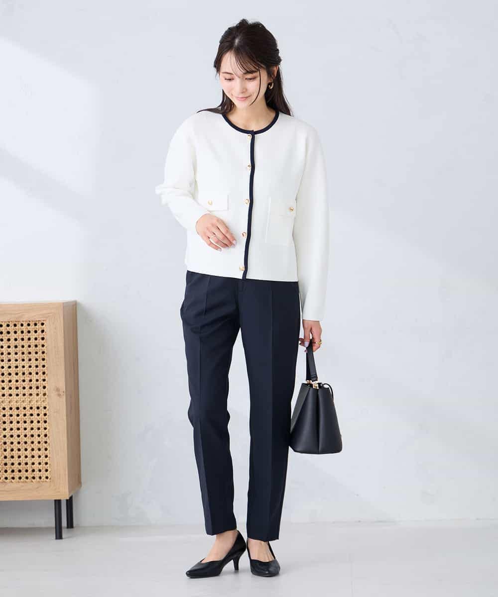 K2CFD02059 a.v.v(アー・ヴェ・ヴェ) メタルボタンポケットニットジャケット ネイビー