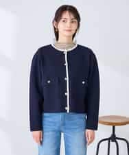 K2CFD02059 a.v.v(アー・ヴェ・ヴェ) メタルボタンポケットニットジャケット ネイビー