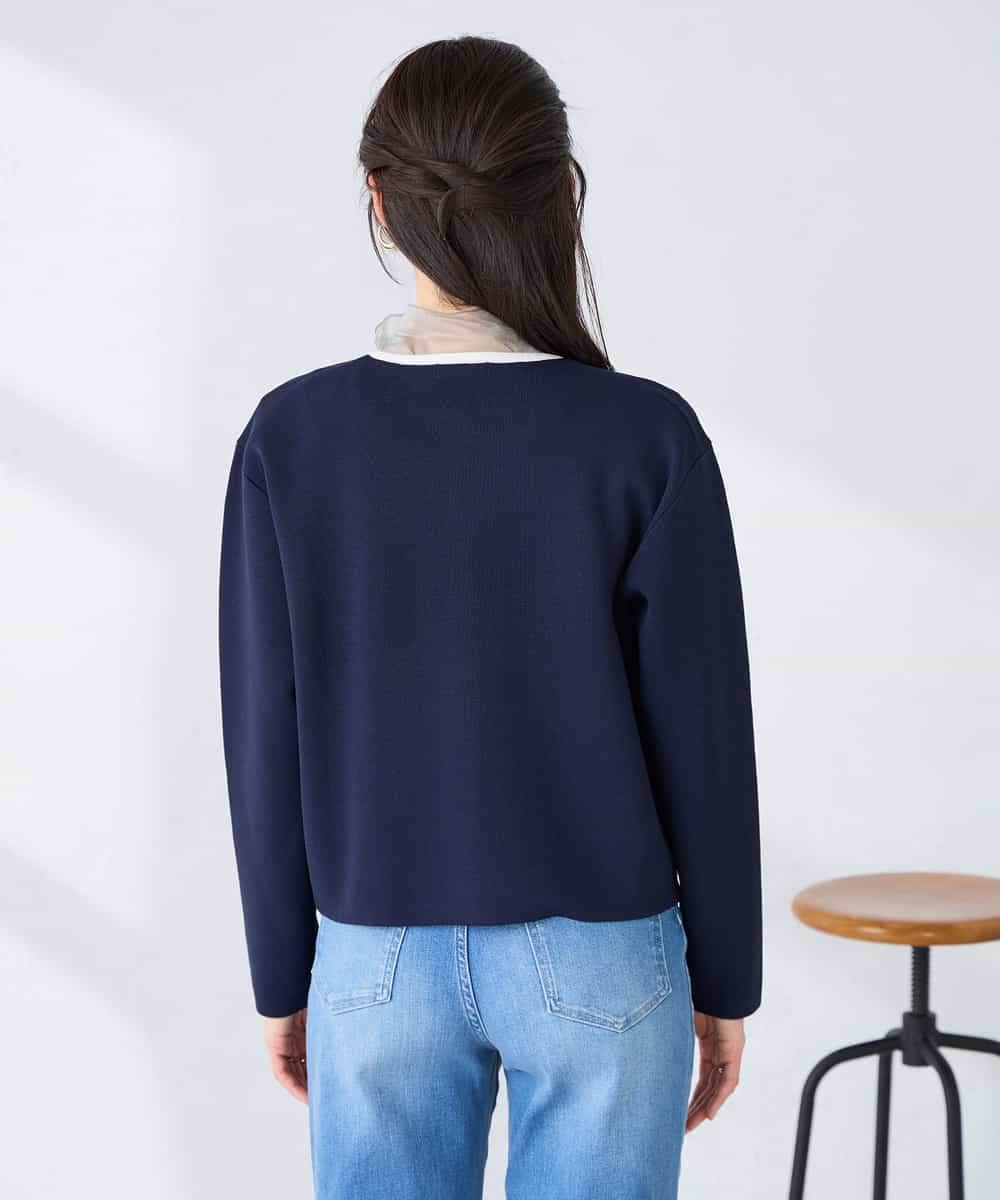 K2CFD02059 a.v.v(アー・ヴェ・ヴェ) メタルボタンポケットニットジャケット ネイビー