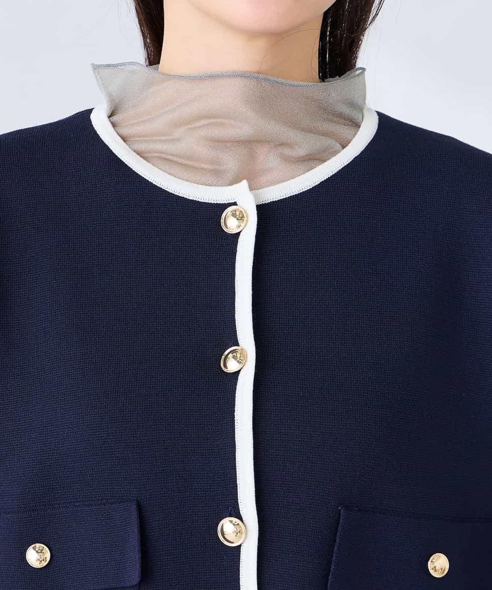 K2CFD02059 a.v.v(アー・ヴェ・ヴェ) メタルボタンポケットニットジャケット ネイビー