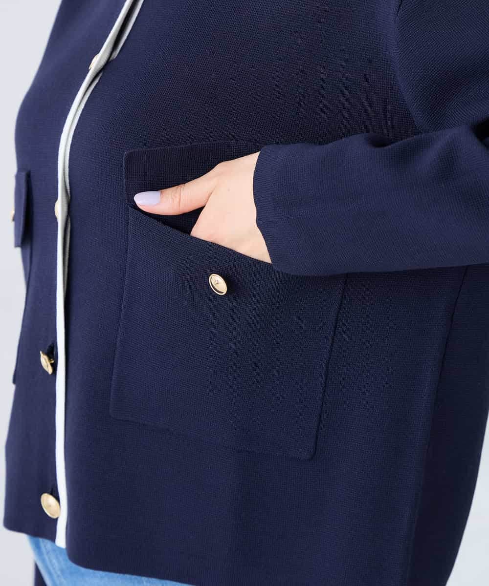 K2CFD02059 a.v.v(アー・ヴェ・ヴェ) メタルボタンポケットニットジャケット ネイビー