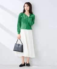 K2CFD06054 a.v.v(アー・ヴェ・ヴェ) プリーツ編みVネックニットカーディガン グリーン