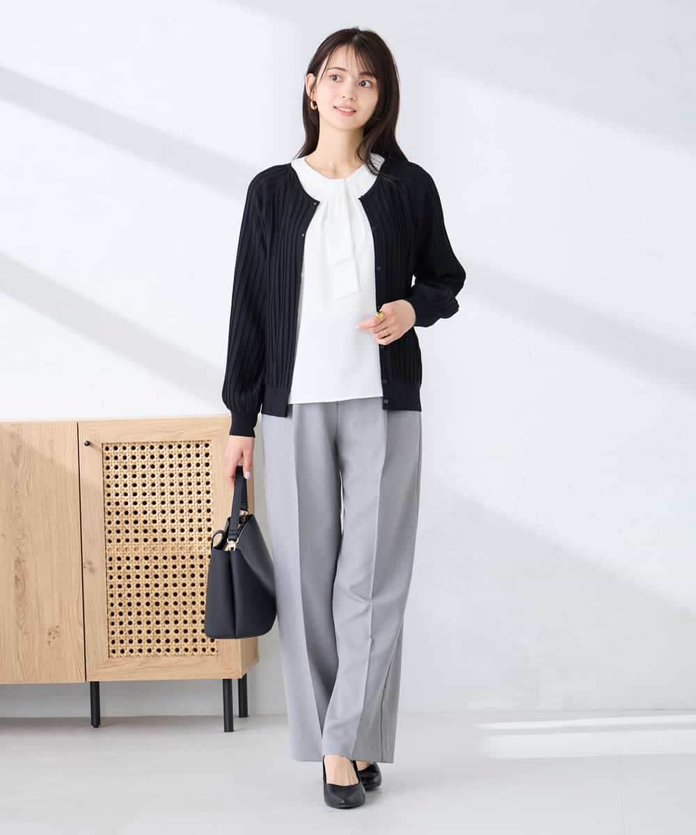 K2CFD06054 a.v.v(アー・ヴェ・ヴェ) プリーツ編みVネックニットカーディガン グリーン