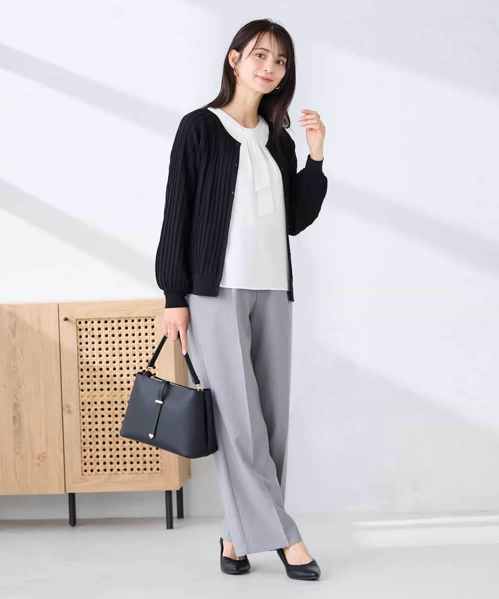 K2CFD06054 a.v.v(アー・ヴェ・ヴェ) プリーツ編みVネックニットカーディガン グリーン