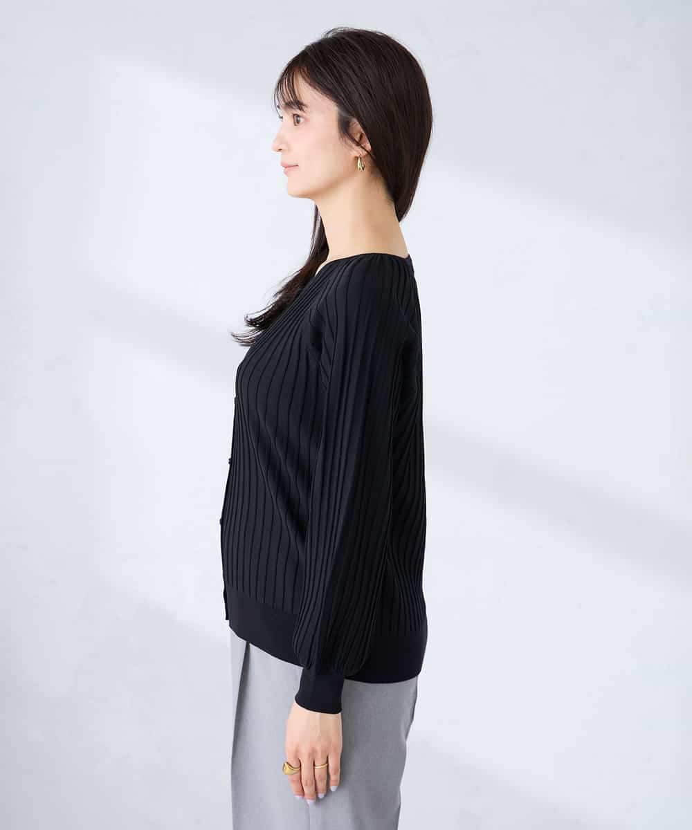 K2CFD06054 a.v.v(アー・ヴェ・ヴェ) プリーツ編みVネックニットカーディガン グリーン